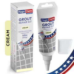 Tile Grout Repair, Cream 8.8 oz/250gr. Fast Drying Grout Repair Kit - Magicchems