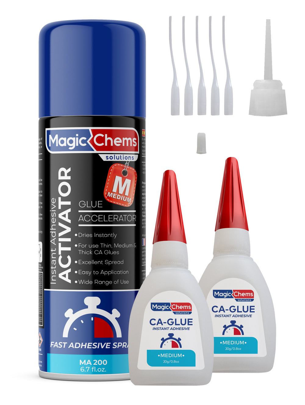 CA Glue with Activator (2 x 0.8 oz + 6.7 fl oz) - Magicchems