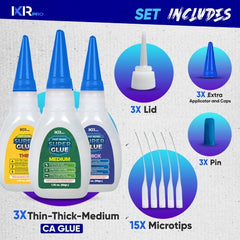 CA Glue Kit – Thin, Medium & Thick Viscosity Set (3 × 1.75 oz)