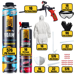 Y’allCanDIY Spray Foam Insulation Kit Bulk Bundle - 576 Cans (36.6 oz Each) with Full DIY Kit
