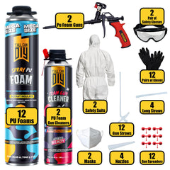 Y’allCanDIY Spray Foam Insulation Kit - 12 pack (36.6 oz Each) with Full DIY Kit