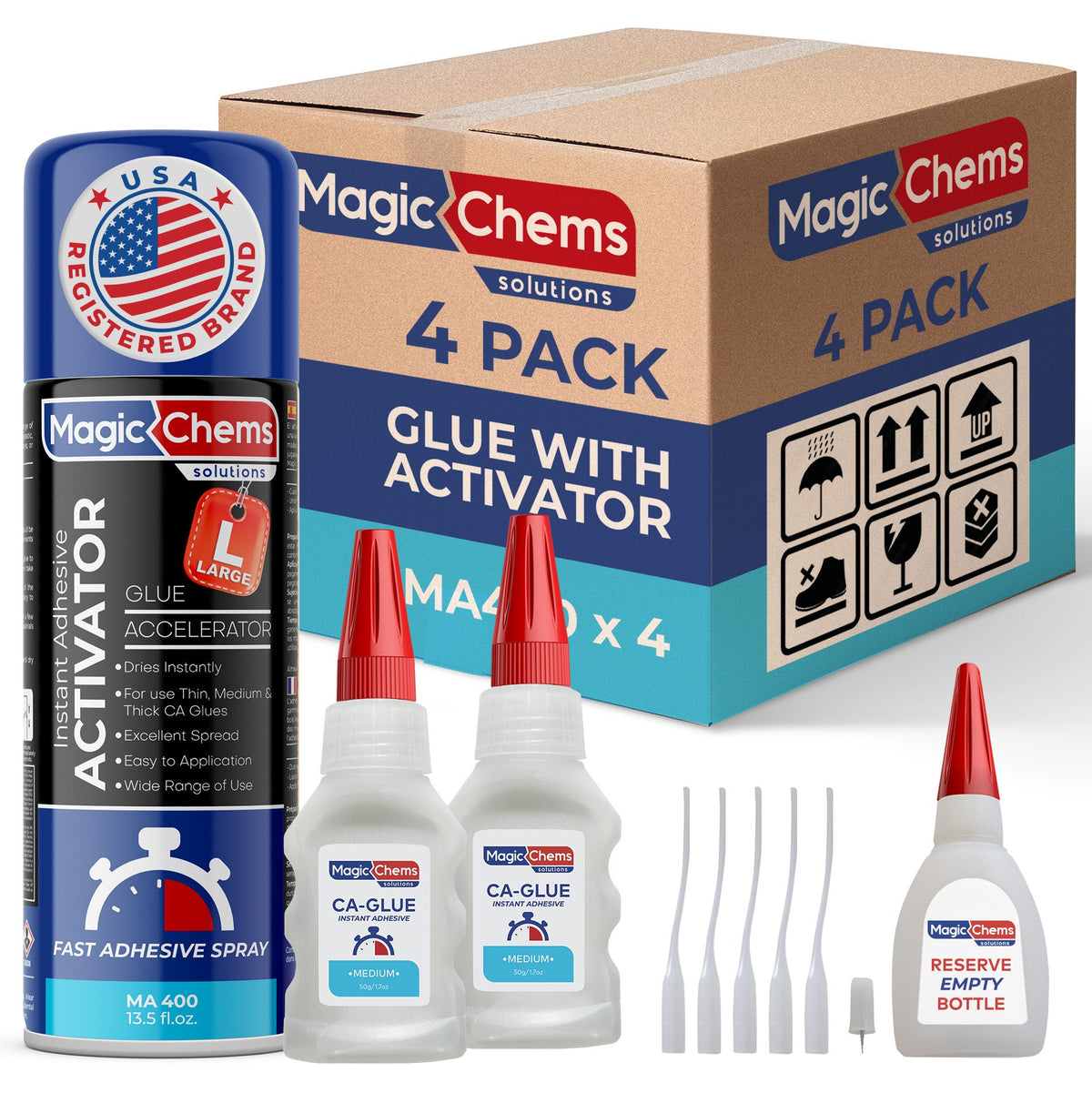 CA Glue with Activator (8 x 1.7 oz + 4 x 13.5 fl oz) - Magicchems