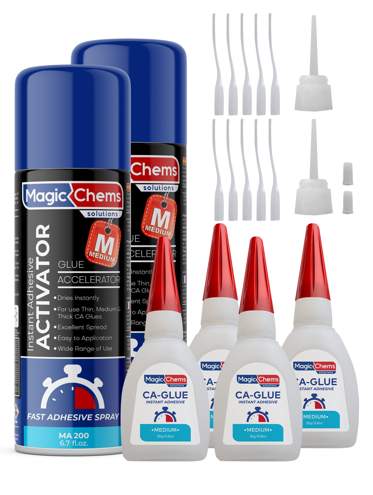CA Glue with Activator (4 x 0.8 oz + 2 x 6.7 fl oz) - Magicchems