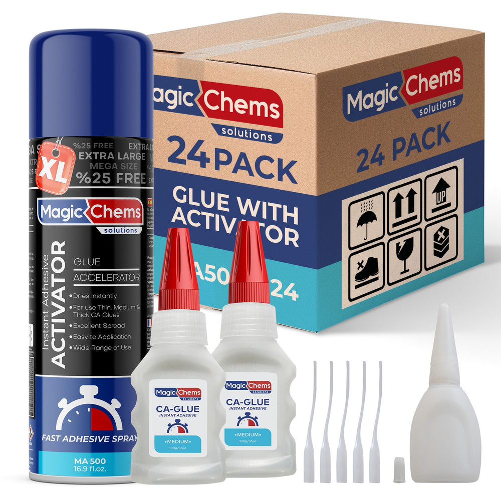 CA Glue with Activator (48 x 3.5 oz + 24 x 16.9 fl oz) - Magicchems