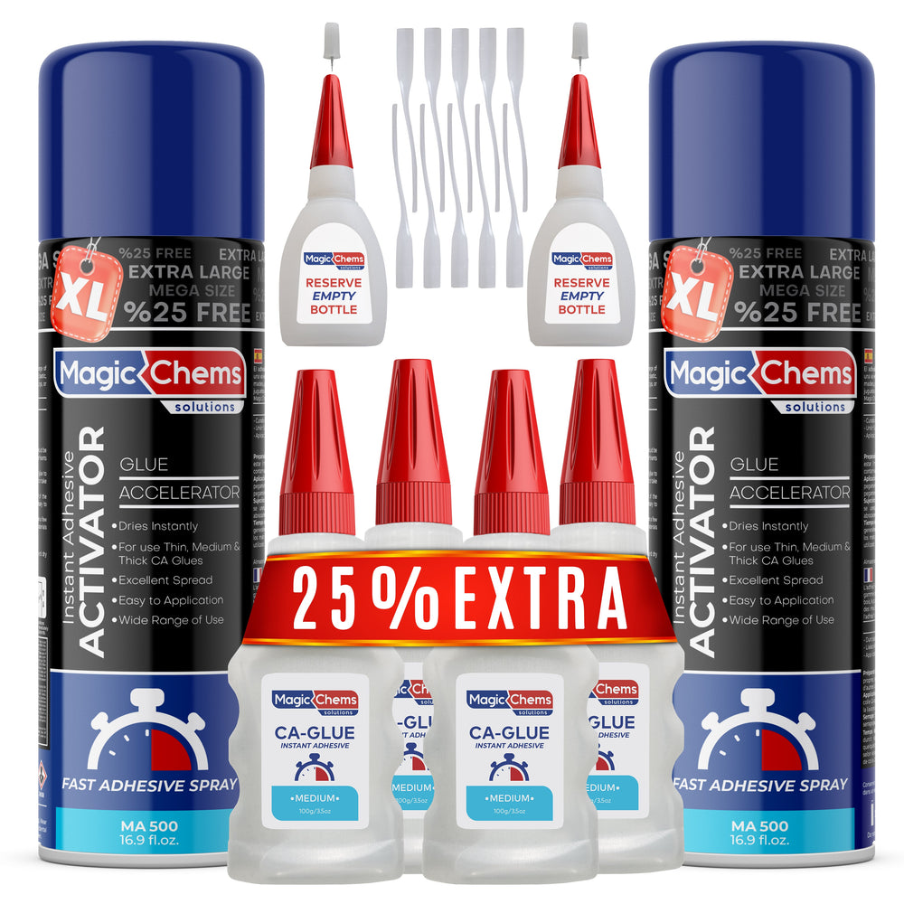 CA Glue with Activator (4 x 3.5 oz + 2 x 16.9 fl oz) - Magicchems