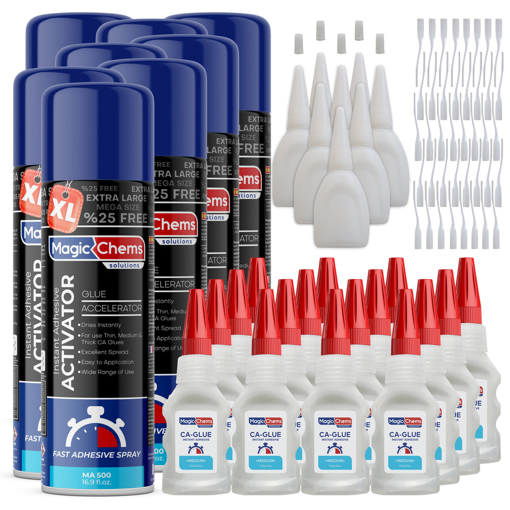 CA Glue with Activator (16 x 3.5 oz + 8 x 16.9 fl oz) - Magicchems