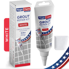 Tile Grout Repair, White 8.8 oz/250gr. Fast Drying Grout Repair Kit - Magicchems