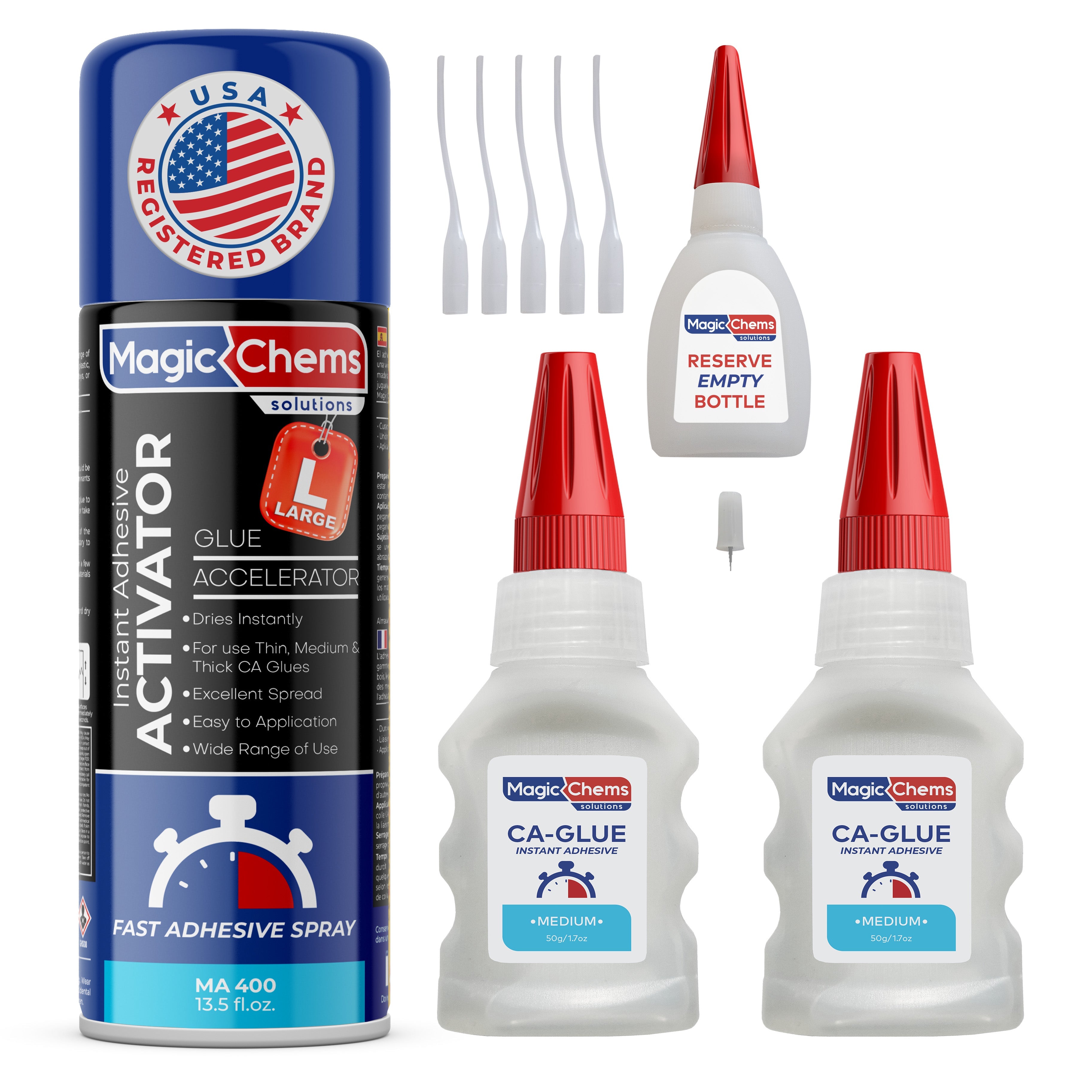 CA Glue with Activator (2 x 1.7 oz + 13.5 fl oz) - Magicchems
