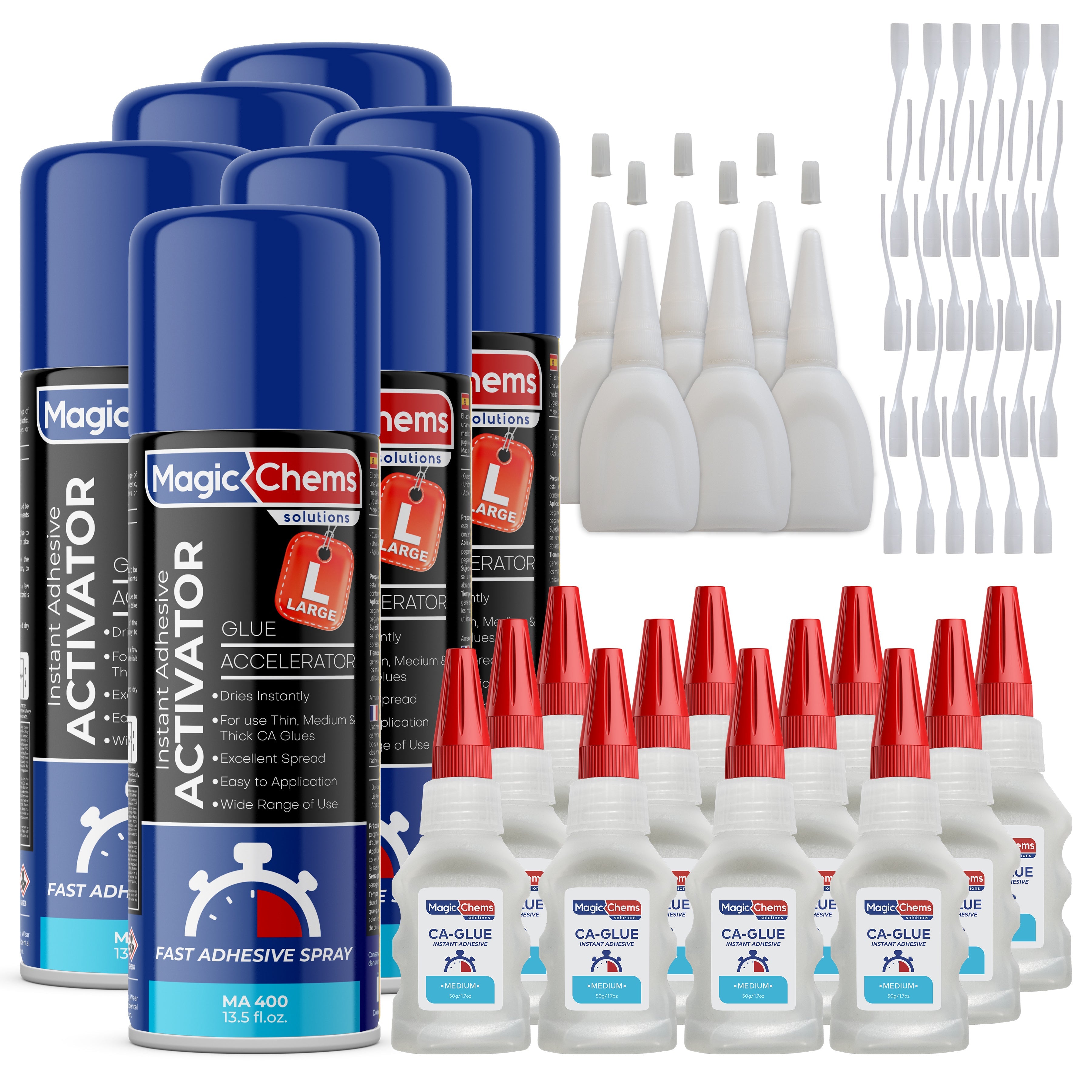 CA Glue with Activator (12 x 1.7 oz + 6 x 13.5 fl oz) - Magicchems