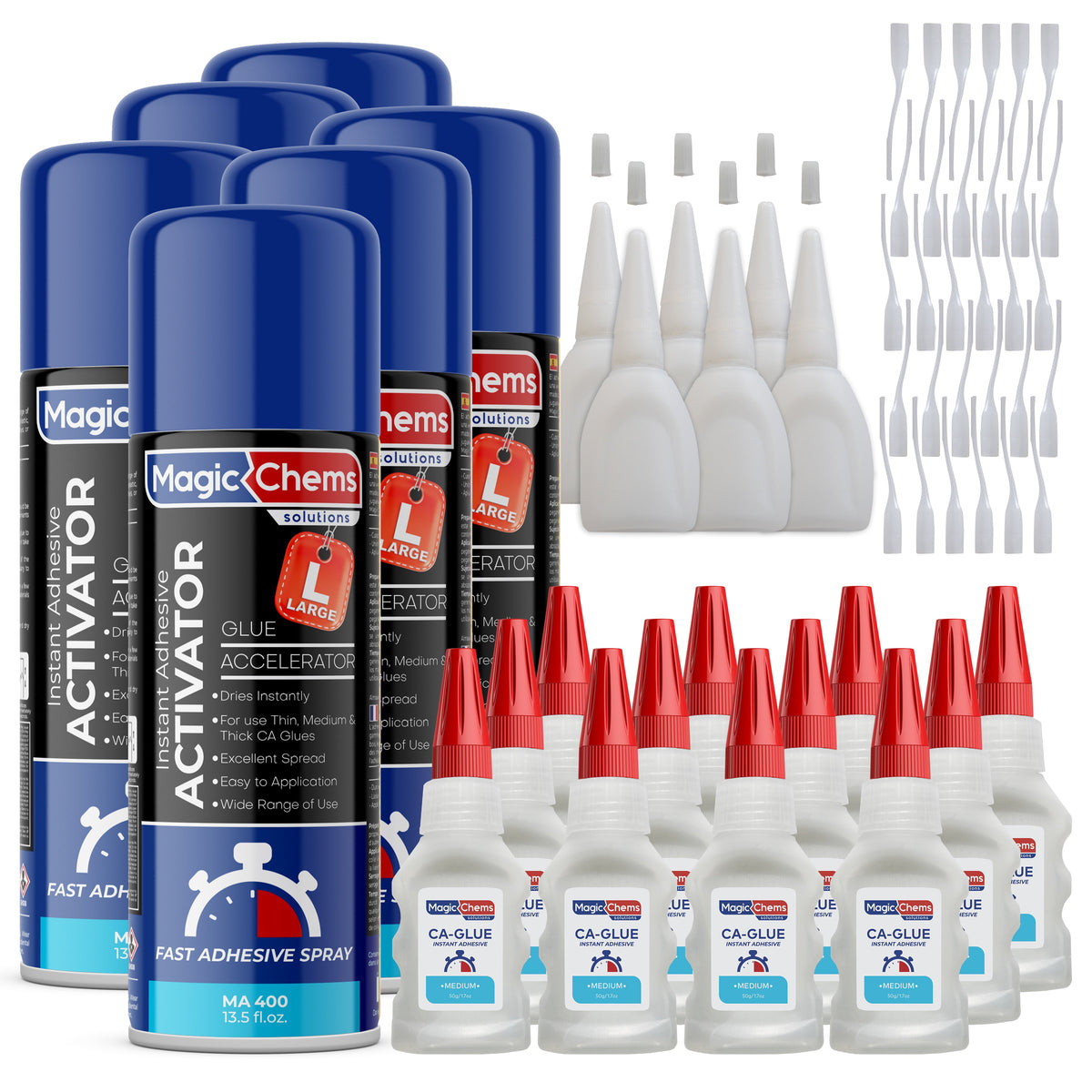 CA Glue with Activator (12 x 1.7 oz + 6 x 13.5 fl oz) - Magicchems