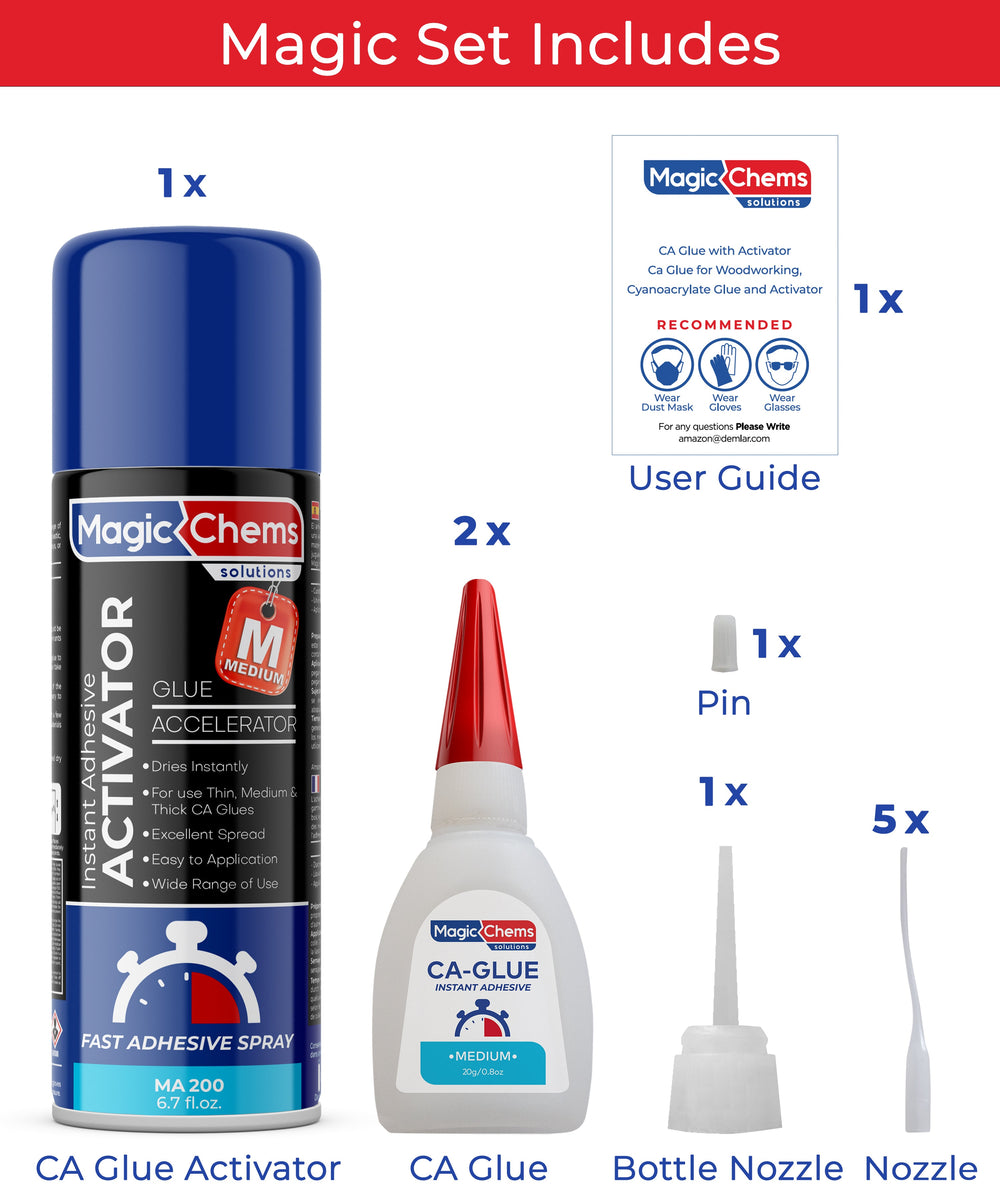 CA Glue with Activator (2 x 0.8 oz + 6.7 fl oz) - Magicchems