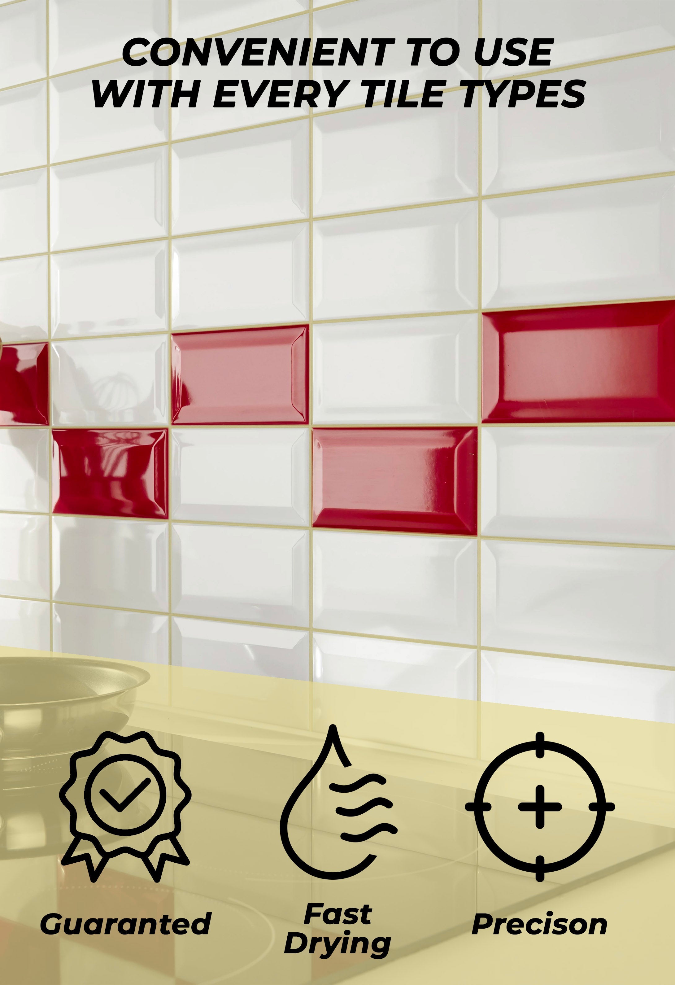 Tile Grout Repair, Cream 8.8 oz/250gr. Fast Drying Grout Repair Kit - Magicchems
