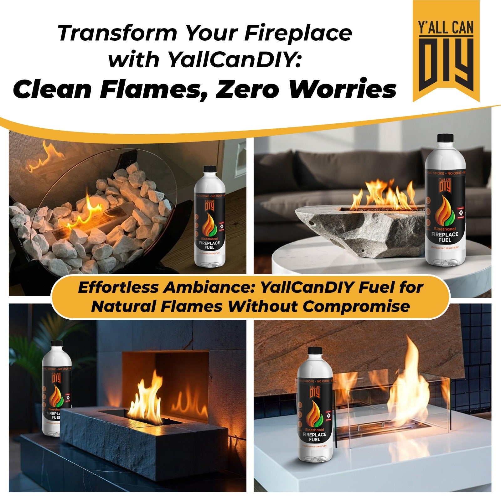 Y'allCanDIY Bioethanol Fireplaces Fuel, 12 Pack