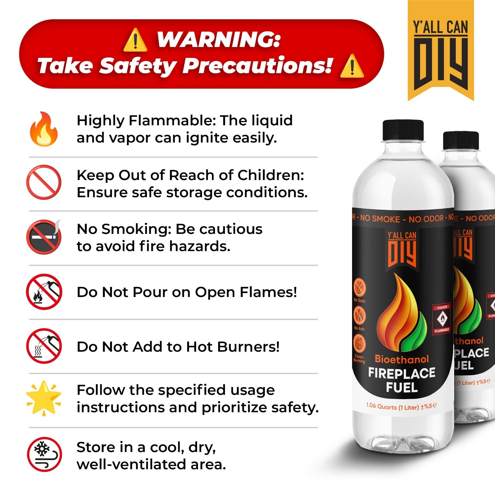Y'allCanDIY Bioethanol Fireplaces Fuel, 12 Pack