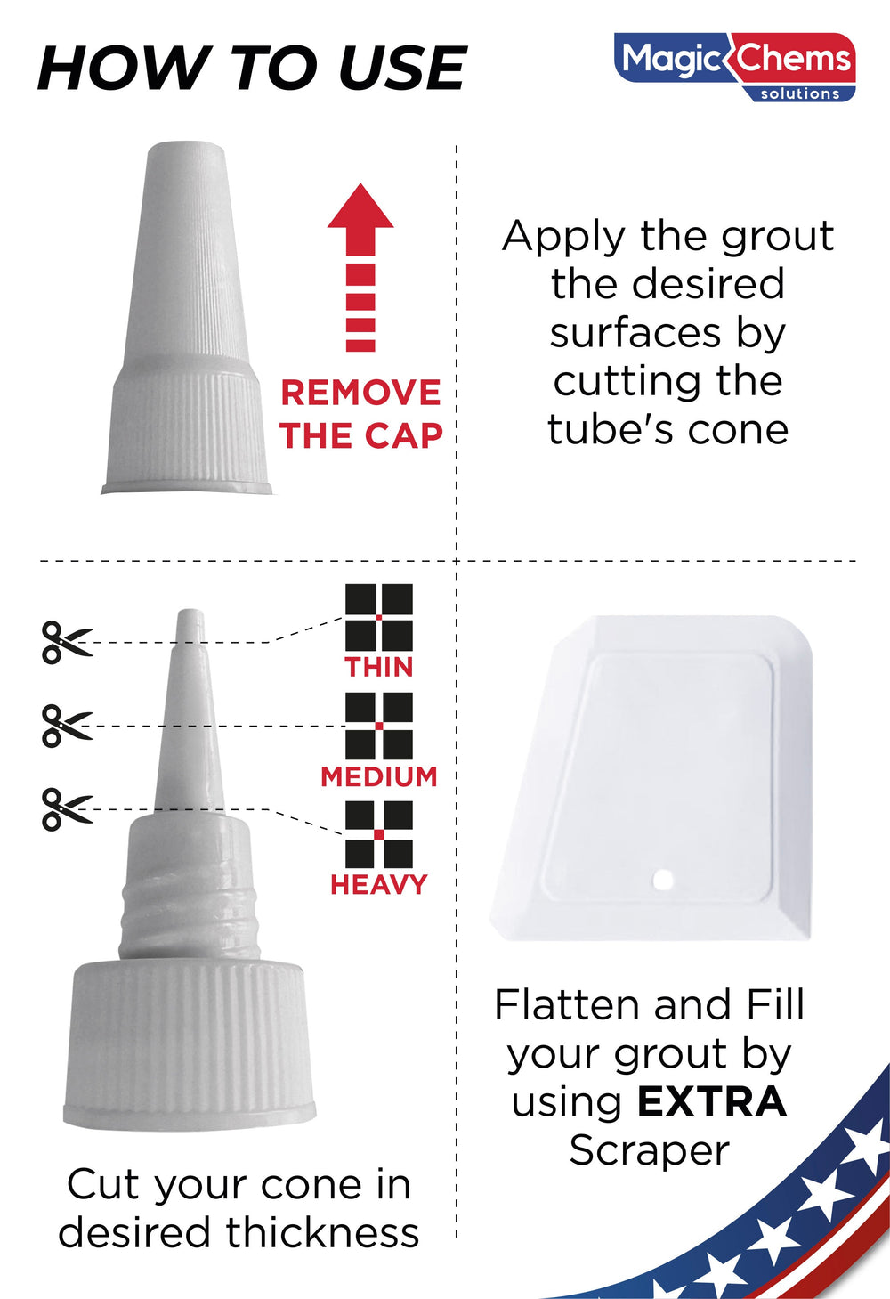 Tile Grout Repair, White 8.8 oz/250gr. Fast Drying Grout Repair Kit - Magicchems
