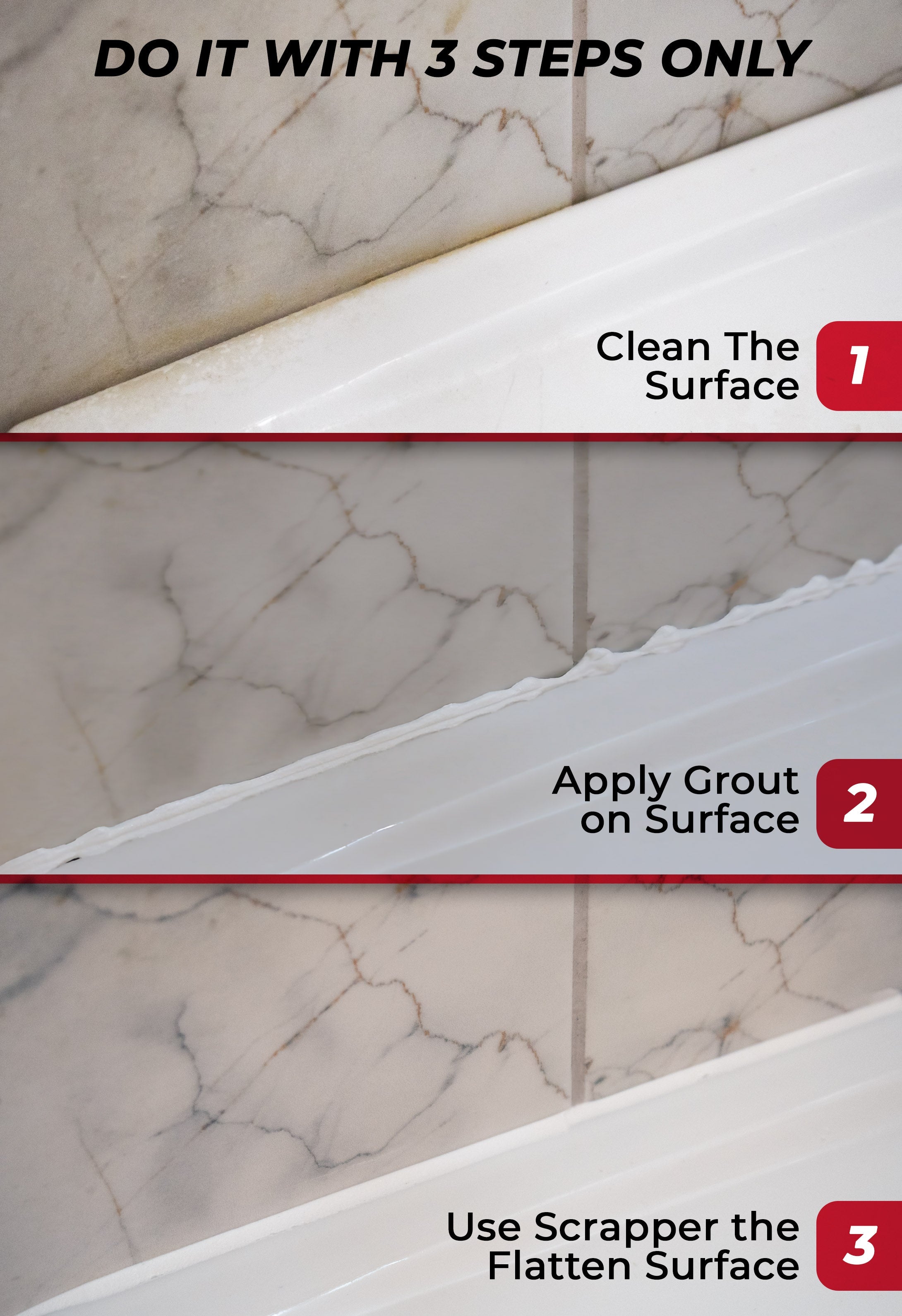 Tile Grout Repair, White 8.8 oz/250gr. Fast Drying Grout Repair Kit - Magicchems