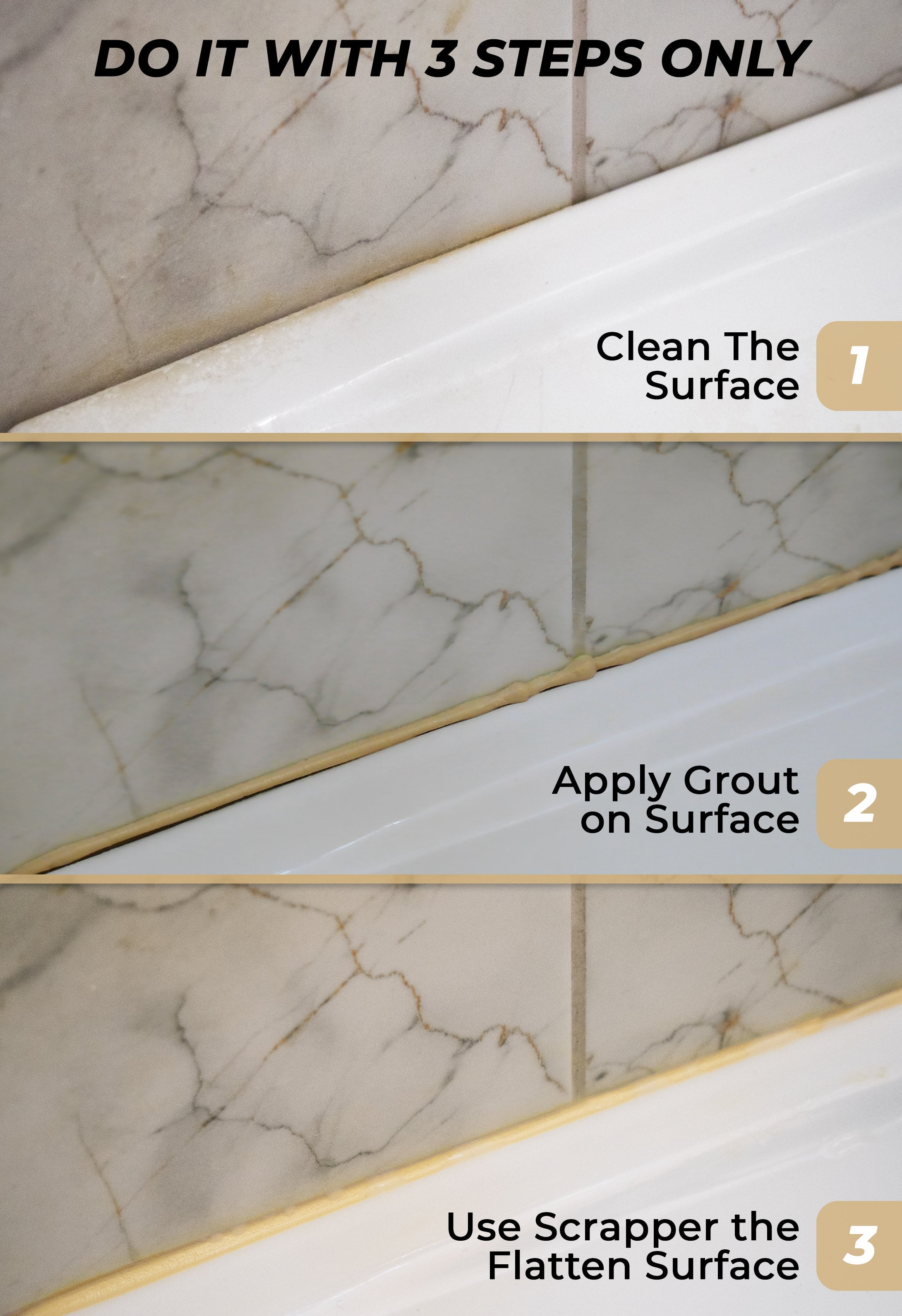 Tile Grout Repair Kit, Beige 8.8 oz/250gr. Fast Drying Grout Filler Tube Repair - Magicchems