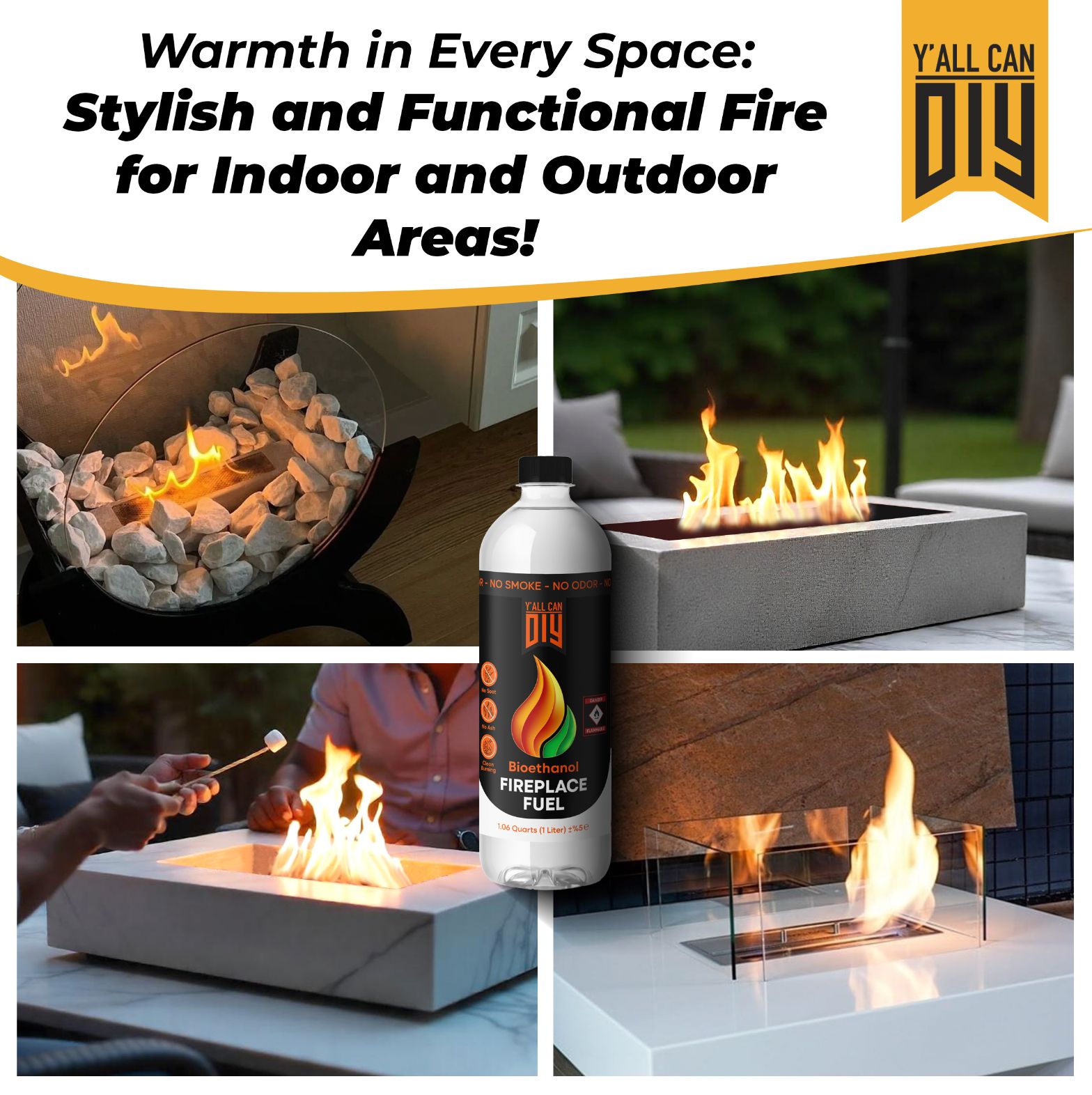 Y'allCanDIY Bioethanol Fireplaces Fuel, 12 Pack