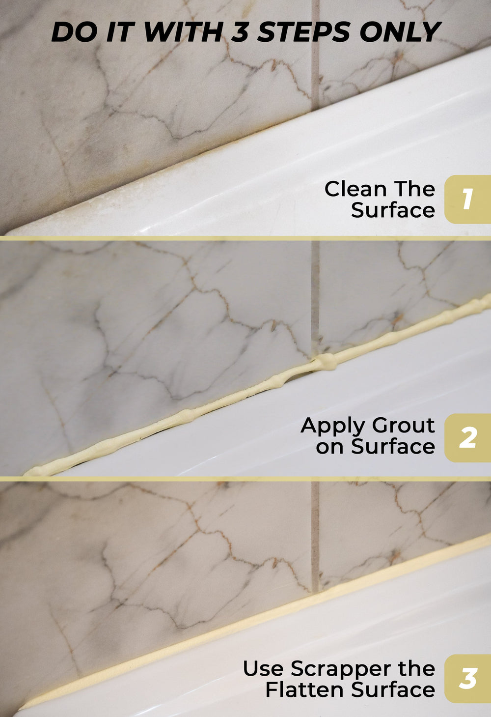 Tile Grout Repair, Cream 8.8 oz/250gr. Fast Drying Grout Repair Kit - Magicchems