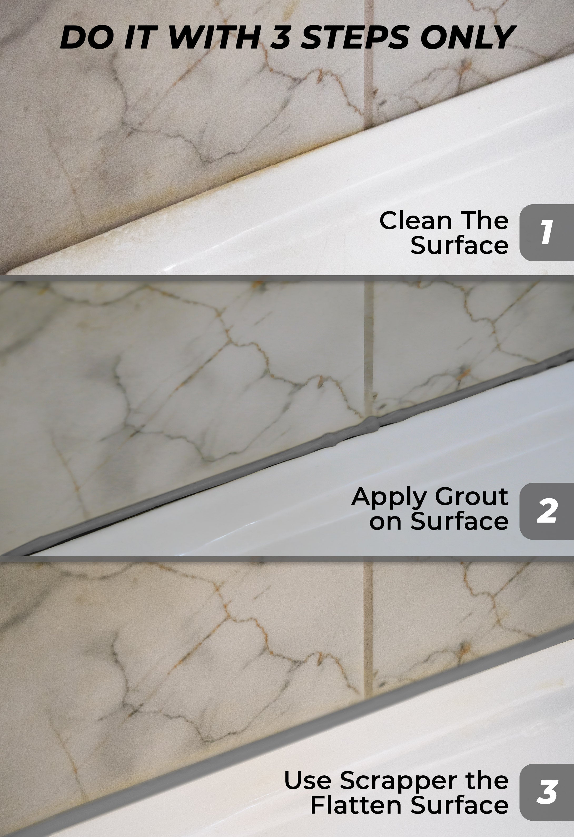 Tile Grout Repair, Grey 8.8 oz/250gr. Fast Drying Grout Repair Kit - Magicchems