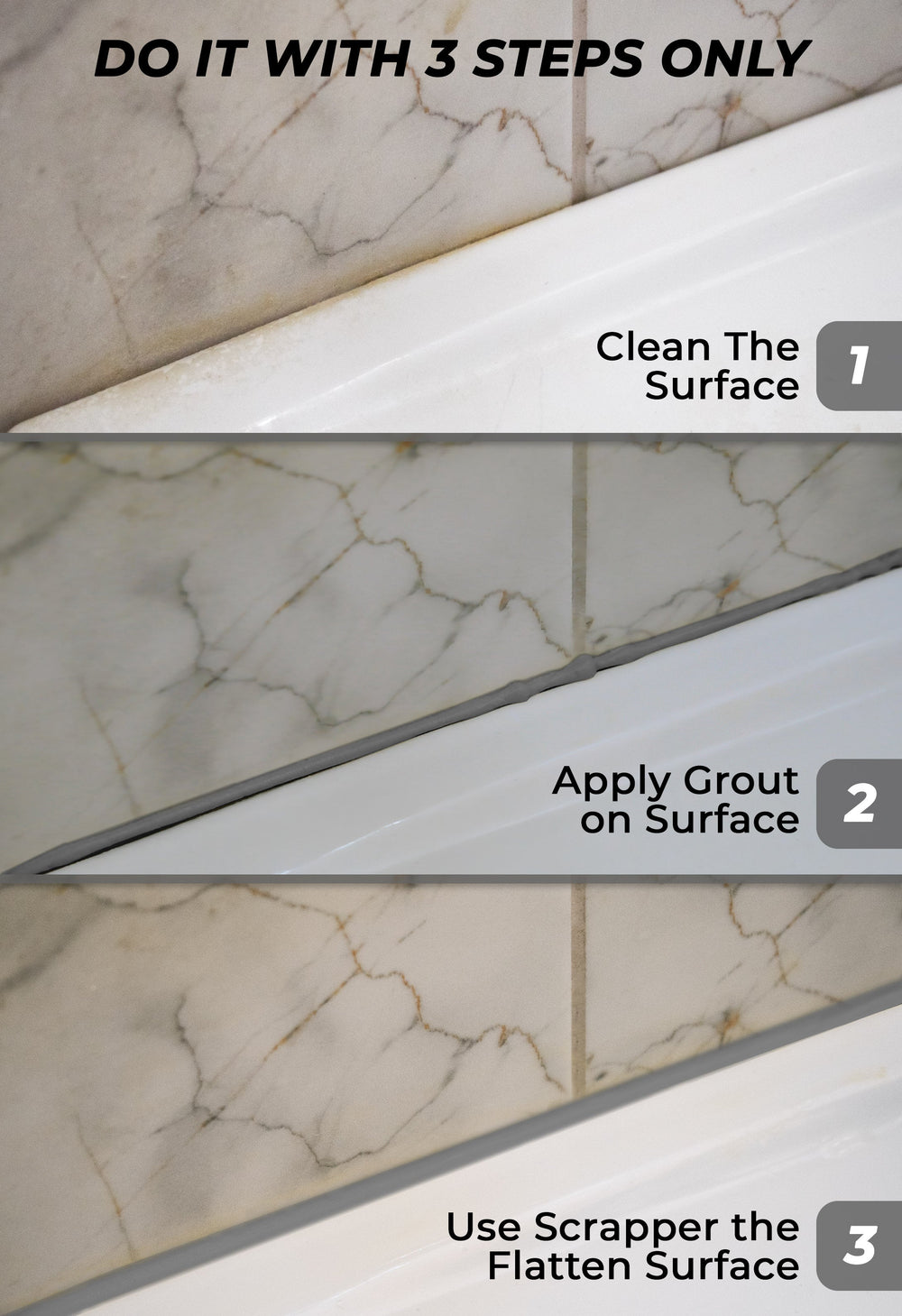 Tile Grout Repair, Grey 8.8 oz/250gr. Fast Drying Grout Repair Kit - Magicchems