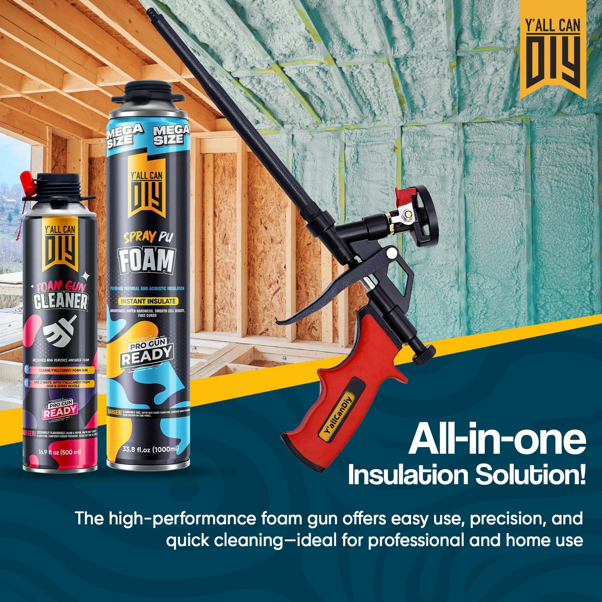 Y’allCanDIY Spray Foam Insulation Kit Bulk Bundle - 144 Cans (32.8 oz Each) with Full DIY Kit
