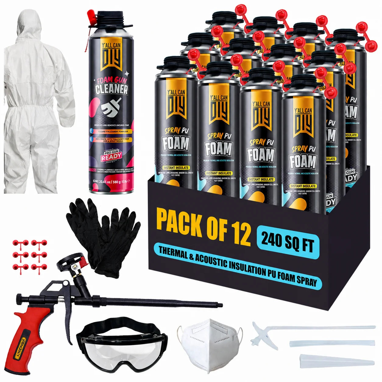 Chemsusa spray Foam Insulation Kit - 6 pack (32.8 oz Each) with Full DIY Kit