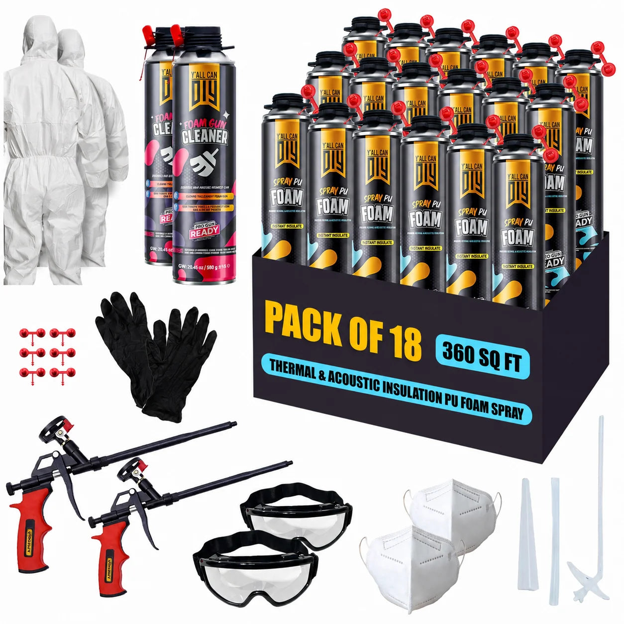 Chemsusa spray Foam Insulation Kit - 6 pack (32.8 oz Each) with Full DIY Kit