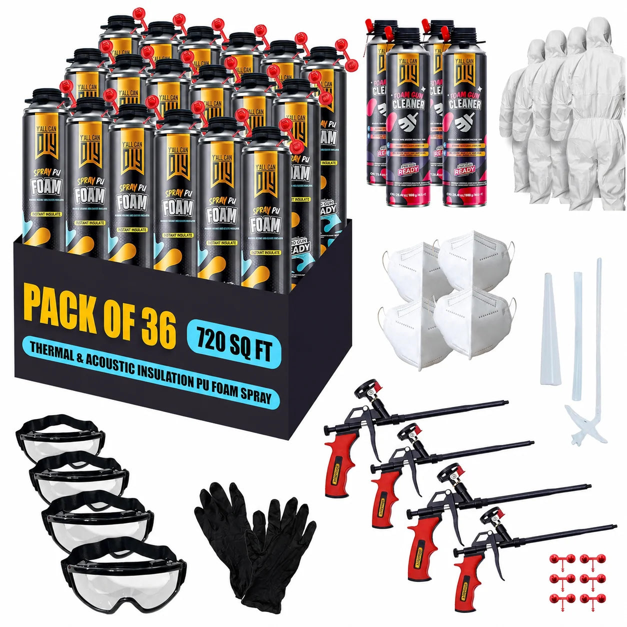Chemsusa spray Foam Insulation Kit - 6 pack (32.8 oz Each) with Full DIY Kit