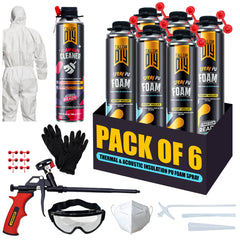 Y’allCanDIY Spray Foam Insulation Kit - 6 pack (32.8 oz Each) with Full DIY Kit