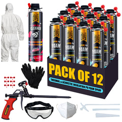 Y’allCanDIY Spray Foam Insulation Kit - 12 pack (32.8 oz Each) with Full DIY Kit