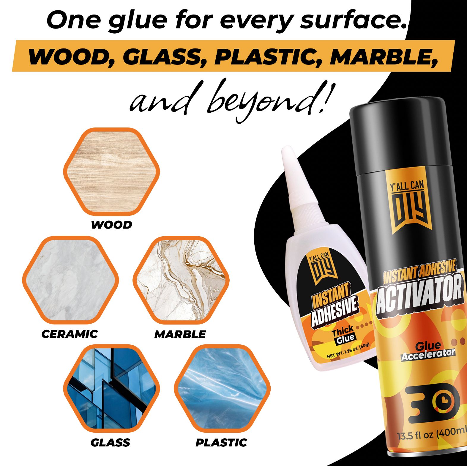 CA Glue with Activator (4 x 1.76 oz. + 2 x 13.5 fl oz.)