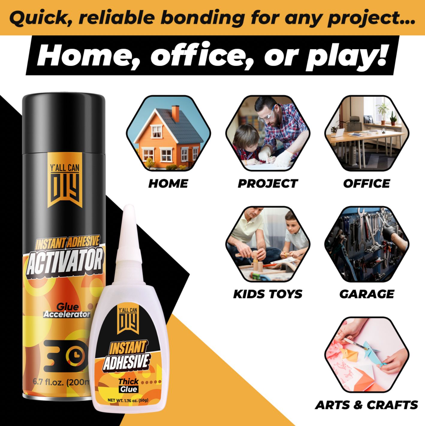 CA Glue with Activator (4 x 1.76 oz. + 2 x 13.5 fl oz.)