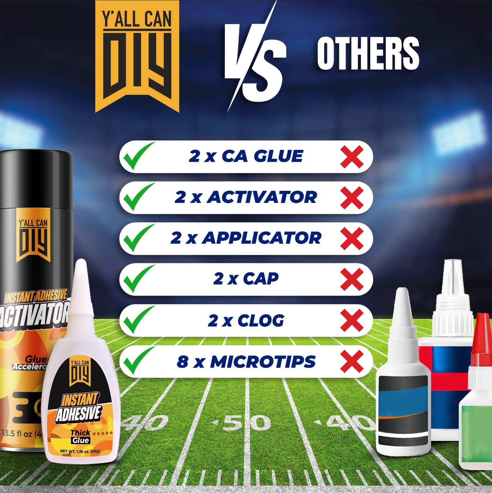 CA Glue with Activator (4 x 1.76 oz. + 2 x 13.5 fl oz.)