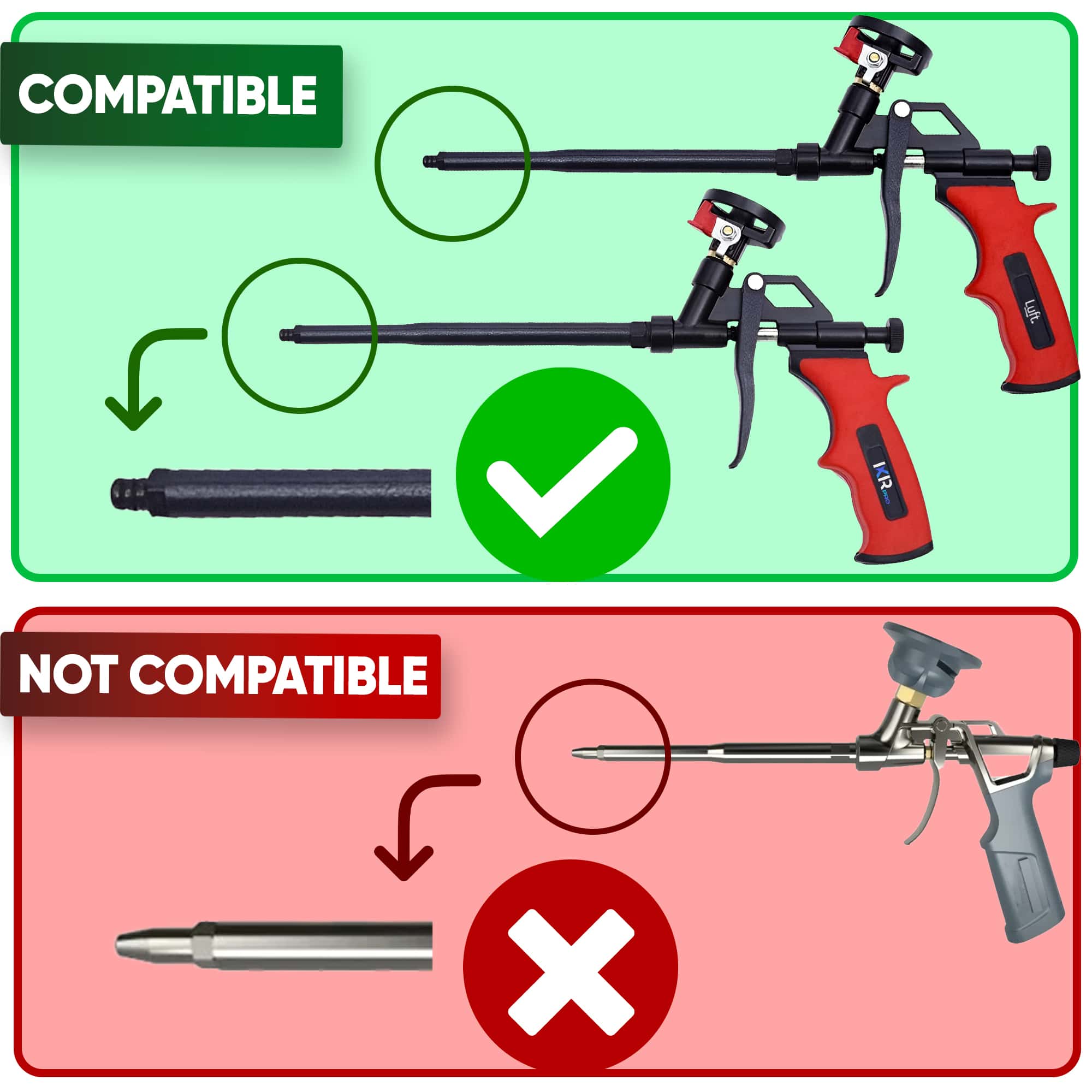 Red Nozzle Set (1-2)(Vertical - Horizontal) for Spray Foam Gun